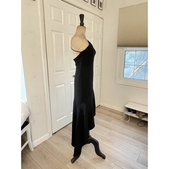 Vintage 90's Nicole Bakti Cocktail Dress One Shoulder Asymmetrical Hem Black XS - Picture 7 of 16